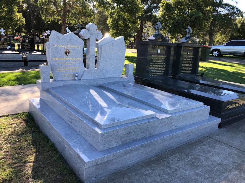 Double monument gravestone in cemetery in Wollongong